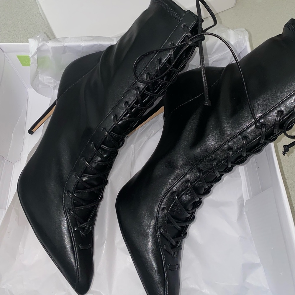 schutz tennie leather booties - schutz lace up boot - Picture 2 of 3